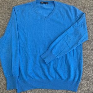 Gorgeous 100% Cashmere Vivid Blue V-Neck Sweater
